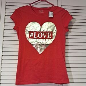 Teen girls Valentine foil heart of LOVE Tee! NWT! Sz. XL 14